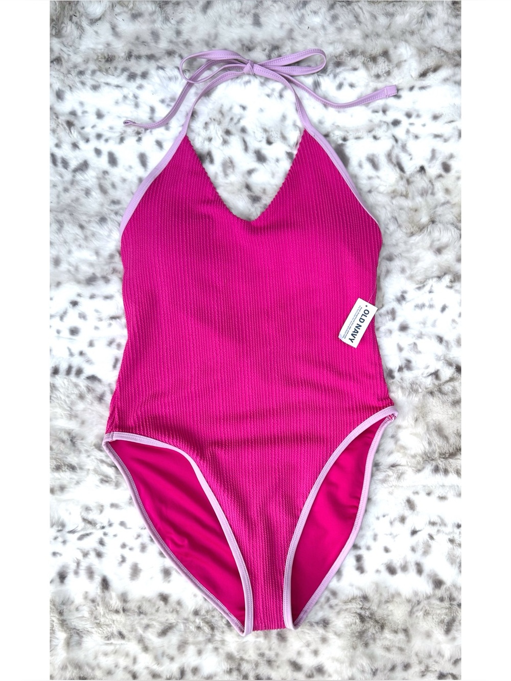 NWT Old Navy Ribbed V-Neck Halter Onepiece Swimsuit